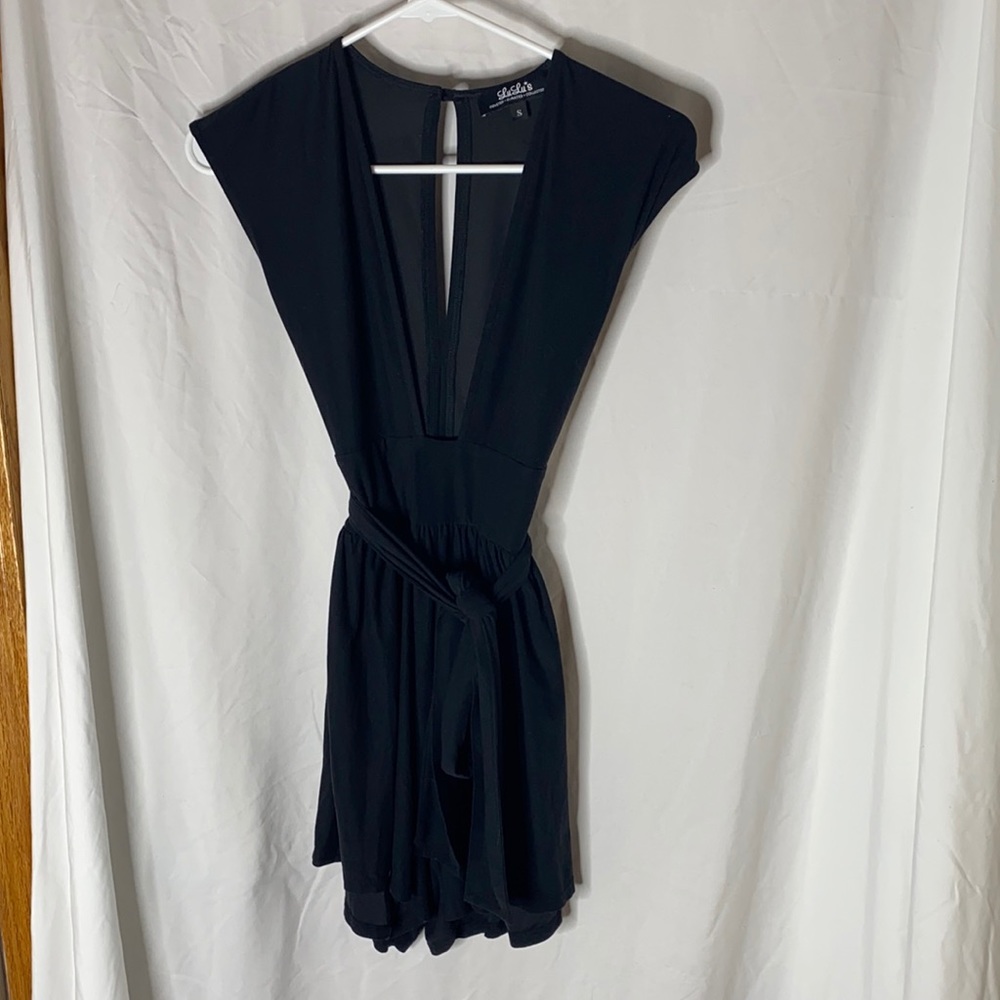 Lulus Black Romper W/ Waist Tie